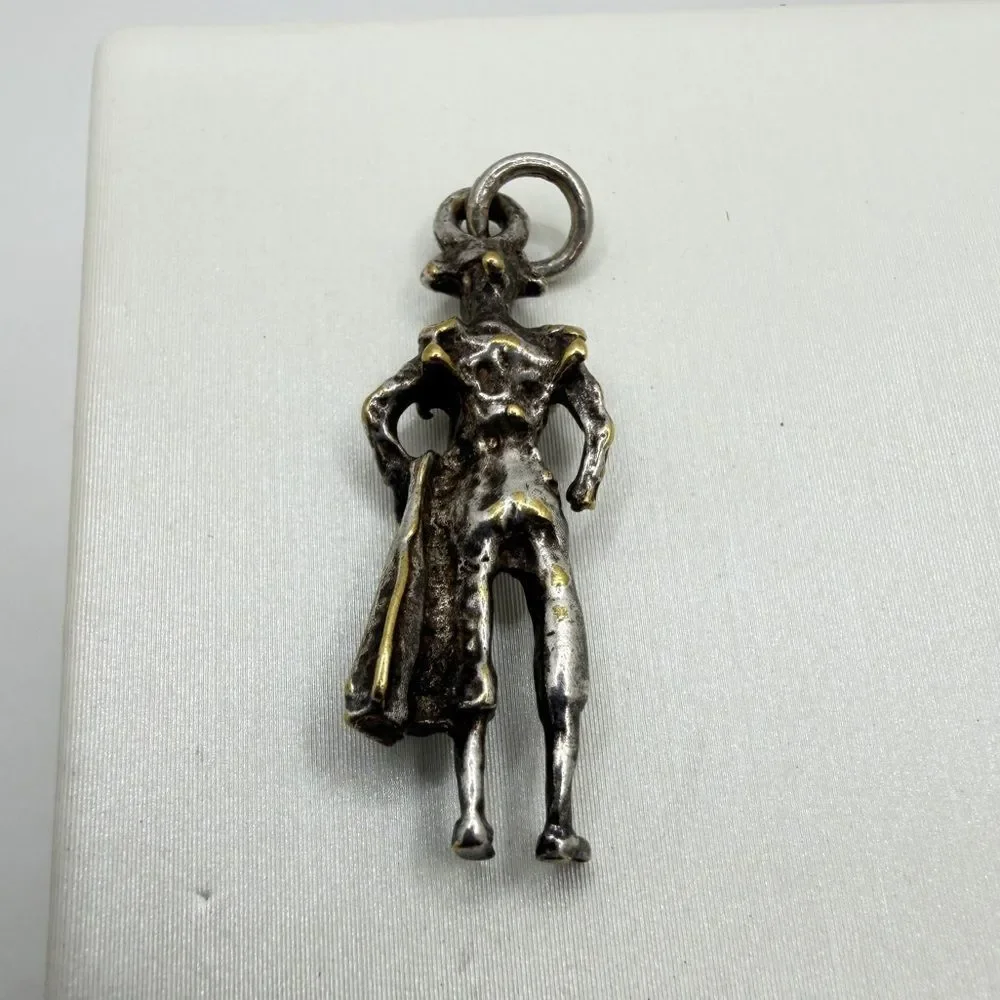 Silver tone metal Vintage Matador Charm/Pendant!‎